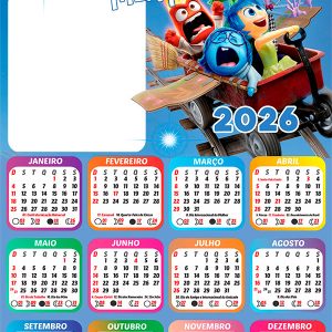 Calendário 2026 Divertida Mente PNG Arte Digital