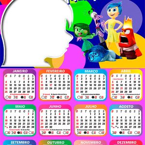 Calendário 2026 Divertida Mente Personagens PNG Arte Digital