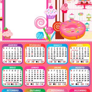 Calendário 2026 Doceria Tema PNG Arte Digital