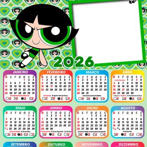 Calendário 2026 Docinho das Meninas Super Poderosas Arte