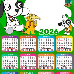 Calendário 2026 Doki PNG Arte Digital