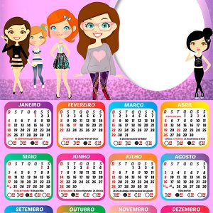 Calendário 2026 Dolls PNG Arte Digital