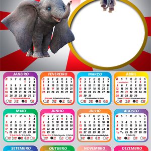 Calendário 2026 Dumbo PNG Arte Digital