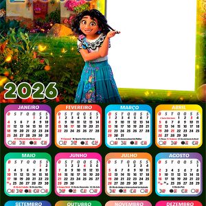 Calendário 2026 Encanto PNG Arte Digital