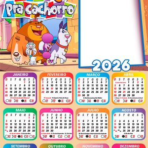 Calendário 2026 Escola pra Cachorro PNG Arte Digital