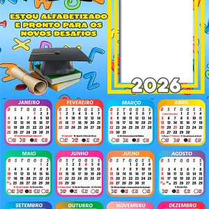 Calendário 2026 Estou Alfabetizado Formatura ABC Arte Digital
