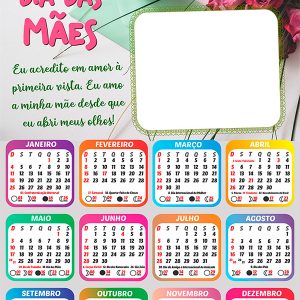 Calendário 2026 Eu Acredito em Amor PNG Arte Digital