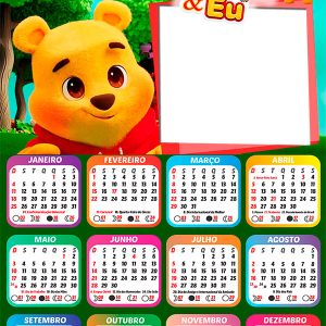 Calendário 2026 Eu e o Ursinho Pooh PNG Arte Digital