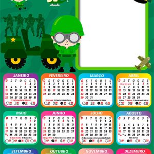 Calendário 2026 Exército Tema Infantil PNG Arte Digital