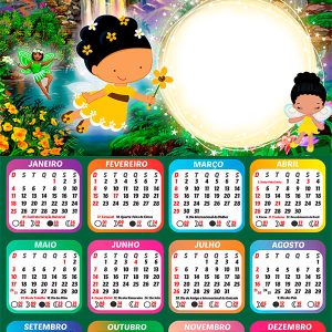 Calendário 2026 Fada Morena PNG Arte Digital