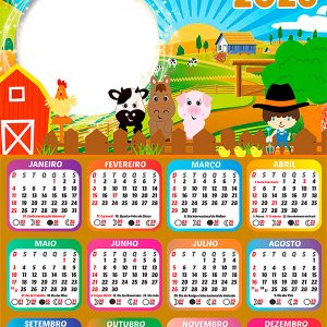 Calendário 2026 Fazenda Infantil PNG Arte Digital