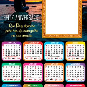 Calendário 2026 Feliz Aniversário Luz do Evangelho Arte Digital