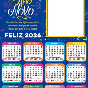 Calendário 2026 Feliz Ano Novo Novas Realizações Arte Digital