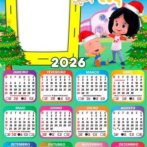 Calendário 2026 Feliz Natal Cleo e Cuquin PNG Arte Digital