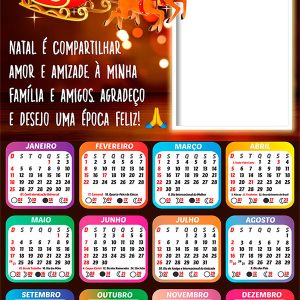Calendário 2026 Feliz Natal Época Feliz PNG Arte Digital