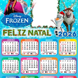 Calendário 2026 Feliz Natal Frozen PNG Arte Digital