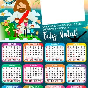 Calendário 2026 Feliz Natal Jesus PNG Arte Digital