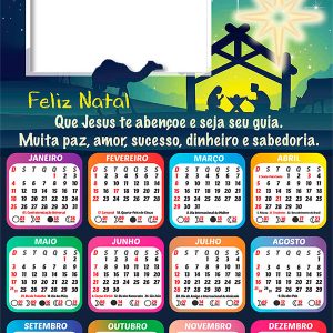 Calendário 2026 Feliz Natal Jesus te Abençoe PNG Arte Digital