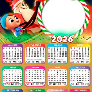 Calendário 2026 Feliz Natal Little Angel PNG Arte Digital