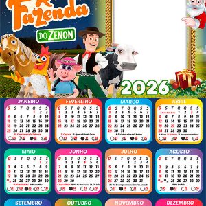 Calendário 2026 Feliz Natal Fazenda do Zenon PNG Arte Digital