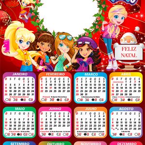 Calendário 2026 Feliz Natal Polly Pocket PNG Arte Digital