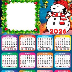 Calendário 2026 Feliz Natal Snoop PNG Arte Digital