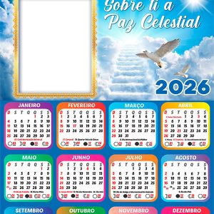 Calendário 2026 Feliz Natal Sobre Ti a Paz Celestial Arte Digital