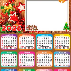 Calendário 2026 Feliz Natal de Paz em todos os Corações Arte
