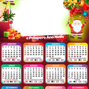 Calendário 2026 Feliz Natal e Próspero Ano Novo Arte Digital