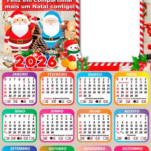 Calendário 2026 Feliz em Compartilhar mais um Natal Arte Digital