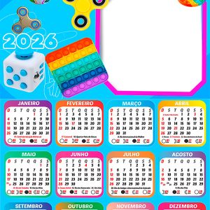 Calendário 2026 Fidget Toy PNG Arte Digital