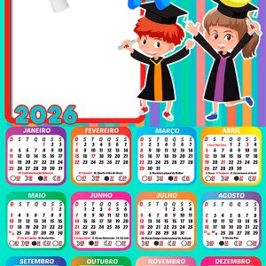 Calendário 2026 Formatura ABC PNG Arte Digital