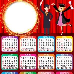 Calendário 2026 Formatura Jovem PNG Arte Digital