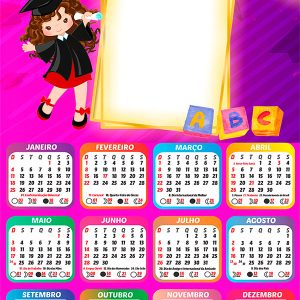 Calendário 2026 Formatura Menina PNG Arte Digital