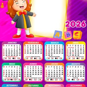 Calendário 2026 Formatura para Menina PNG Arte Digital