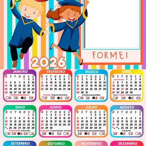 Calendário 2026 Formei ABC Formatura PNG Arte Digital