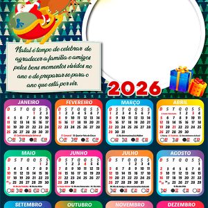 Calendário 2026 Frase de Agradecimento Arte Digital