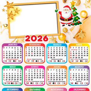 Calendário 2026 Frase de Natal Família Querida PNG Arte Digital