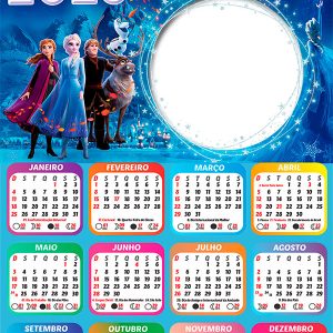 Calendário 2026 Frozen II O Reino do Gelo PNG Arte Digital
