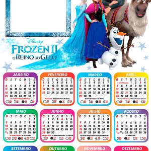 Calendário 2026 Frozen Personagens PNG Arte Digital