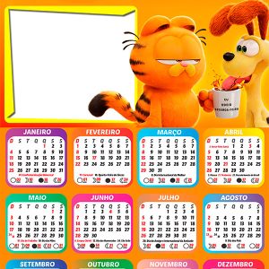 Calendário 2026 Garfield Fora de Casa PNG Arte Digital