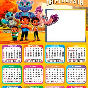 Calendário 2026 Guardiões da Floresta PNG Arte Digital
