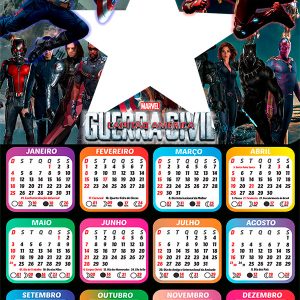 Calendário 2026 Guerra Civil Capitão América PNG Arte Digital