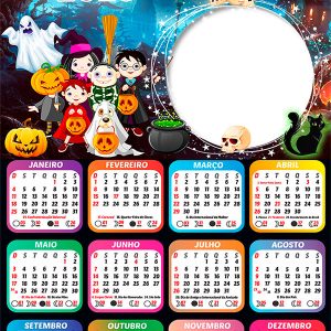 Calendário 2026 Halloween PNG Arte Digital