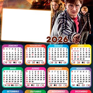 Calendário 2026 Harry Potter PNG Arte Digital
