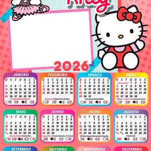 Calendário 2026 Hello Kitty PNG Arte Digital