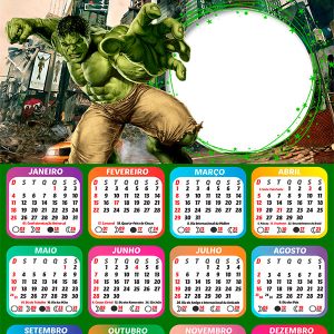 Calendário 2026 Hulk PNG Arte Digital