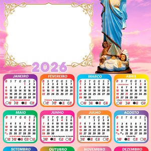 Calendário 2026 Iluminado por Nossa Senhora PNG Arte Digital