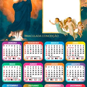 Calendário 2026 Imaculada Conceição PNG Arte Digital