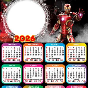 Calendário 2026 Iron Man PNG Arte Digital